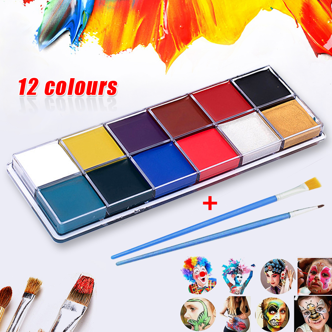 Blank Deep Black White Oil Face Body Paint Set Large Volume