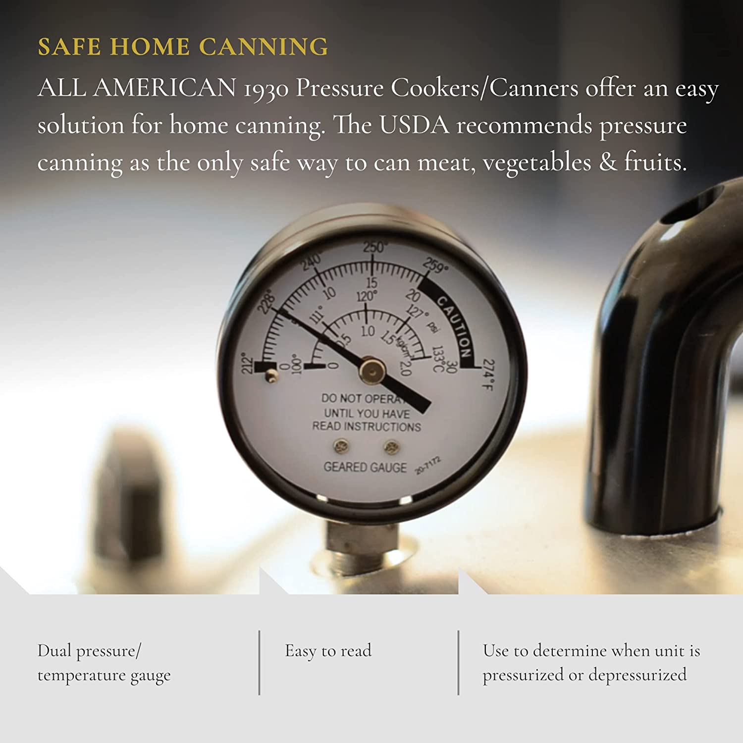 All American 1930 Pressure Dial Gauge Easy to Read Fits All Our