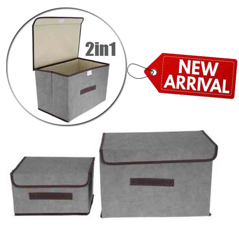 2 in 1 Foldable box organizers Large Handles toys Clothes Blankets