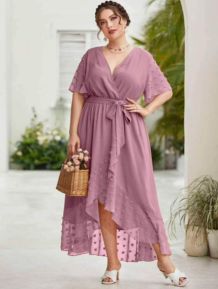 PLUS SIZE FORMAL LACE OLD ROSE DRESS Lazada PH