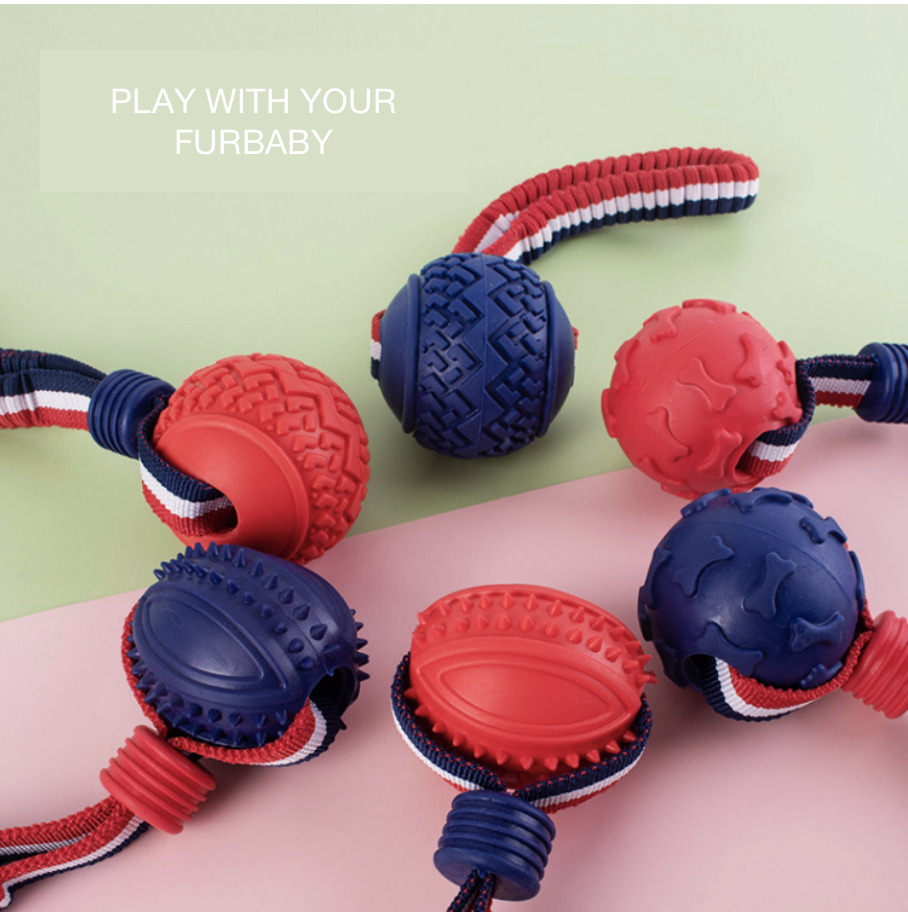 PrimePets Dog Training Ball on Rope, 2 Pcs Solid Rubber Rope Ball, Tug Ball  Toy for Medium and Small Dog, Tough Rope Toy, Non-Toxic and Durable Dog