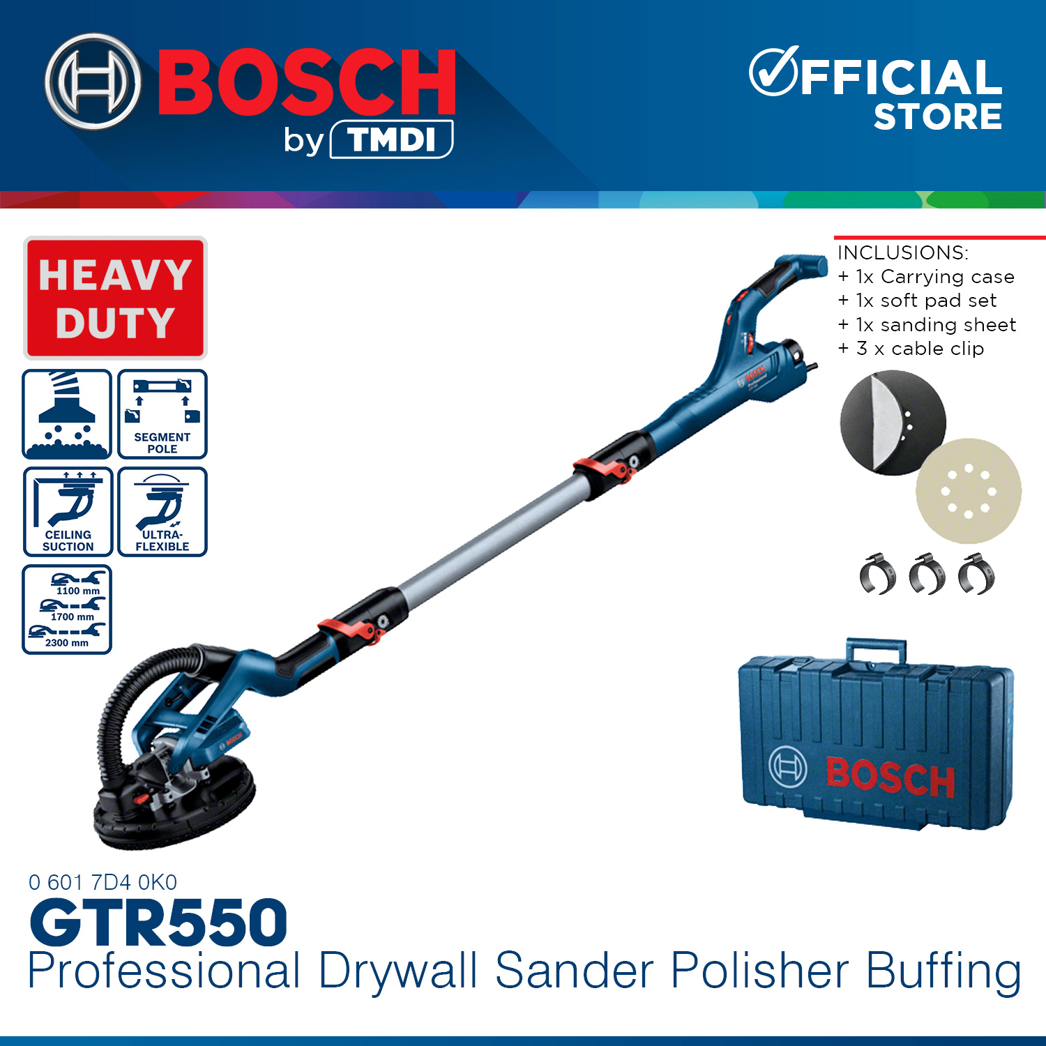 BOSCH Professional 550W Drywall Sander Polisher Buffing with Case GTR