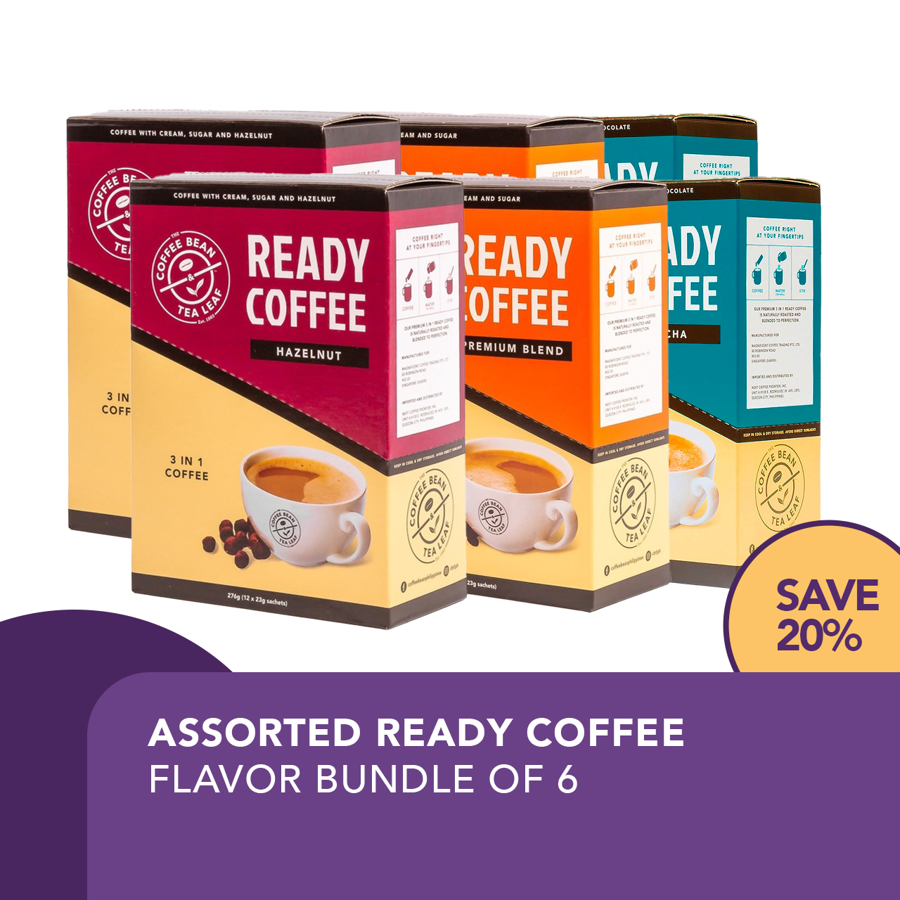 The Coffee Bean & Tea Leaf® Assorted Ready Coffee 3in1 Flavor Bundle of