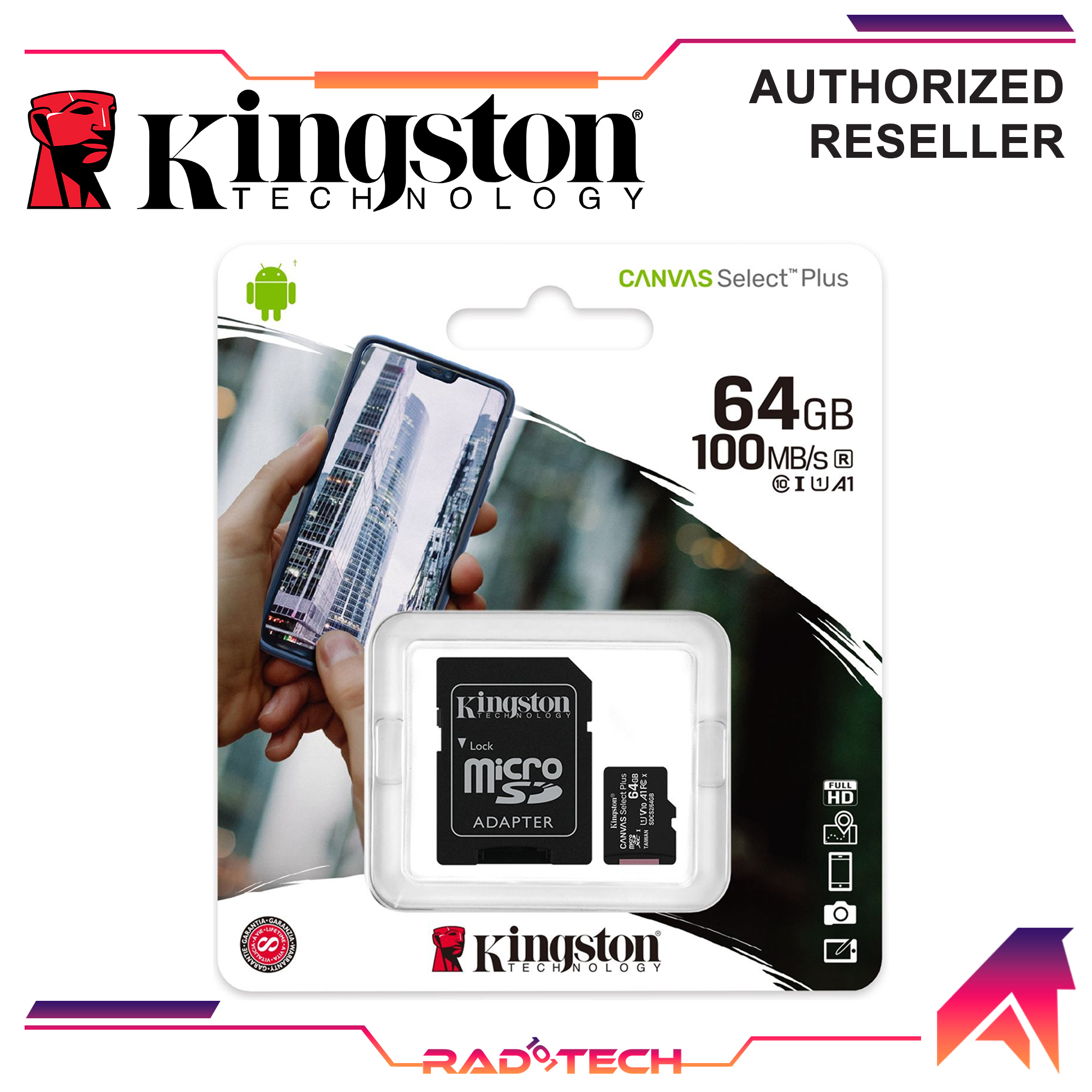 Kingston micro SDXC 64GB Canvas Select Plus 100MB/s Read A1 Class