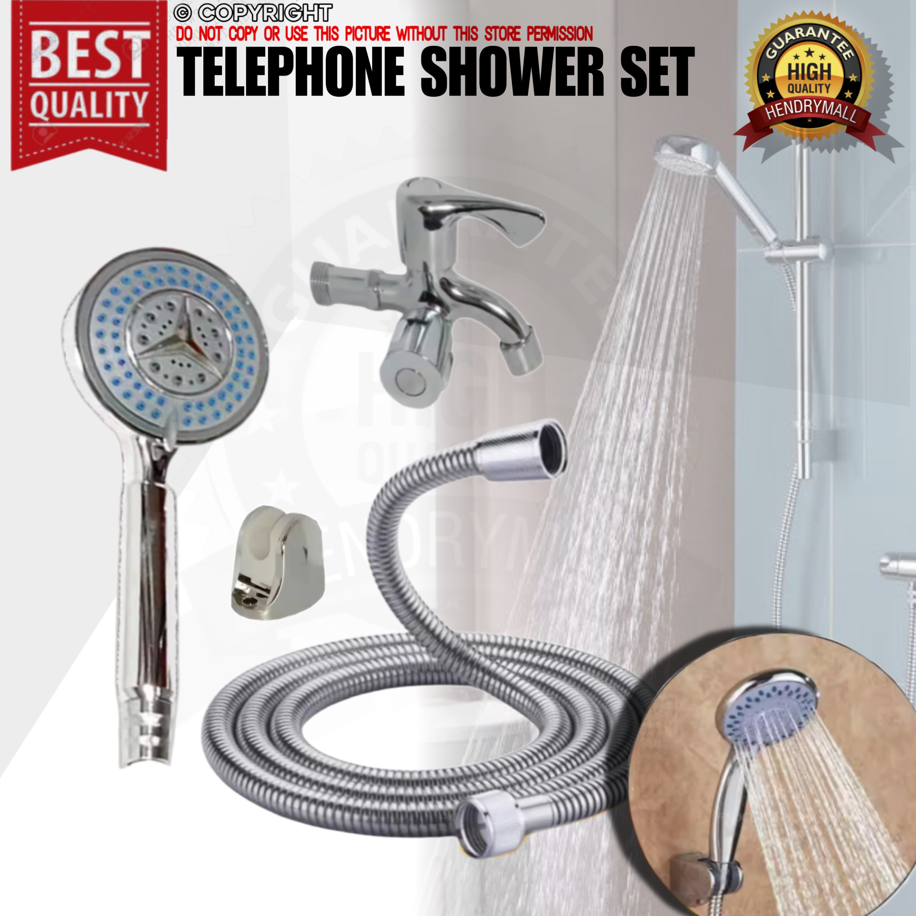 SUS304 Stainless Steel & Plastic Telephone Shower Set with Hose Shower