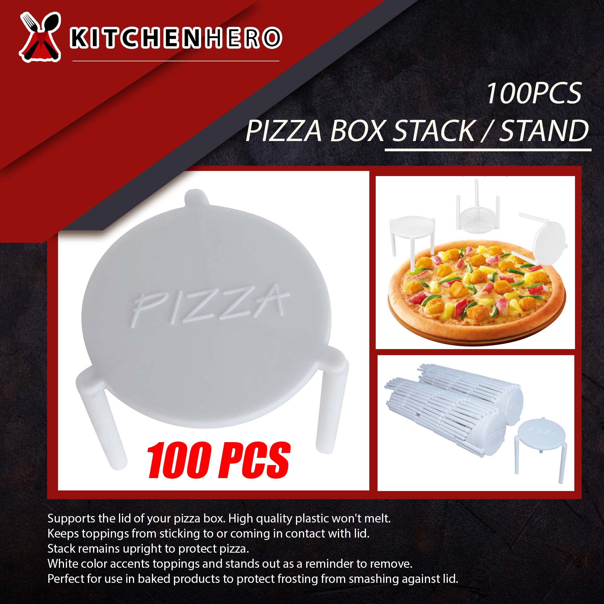 100 Supports à Pizza En Plastique Blanc - Trépieds Pour éviter Que La Pizza Ne Colle à La Boîte - Pour Restaurants, Traiteurs, Fêtes