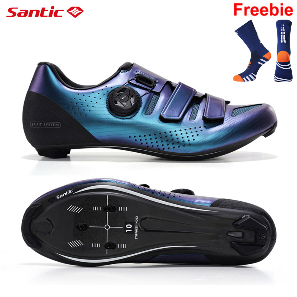 Santic Men Cycling Shoes for Road Cleats Carbon Fiber Sole Breathable