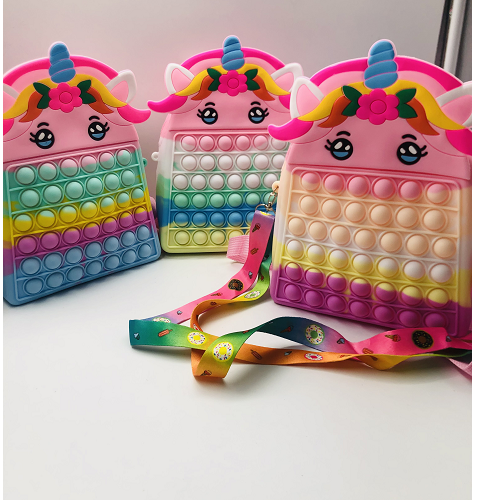 Pop It Fidget Toy Kids Unicorn Backpack for Girls Unicorn Purse Bag for ...