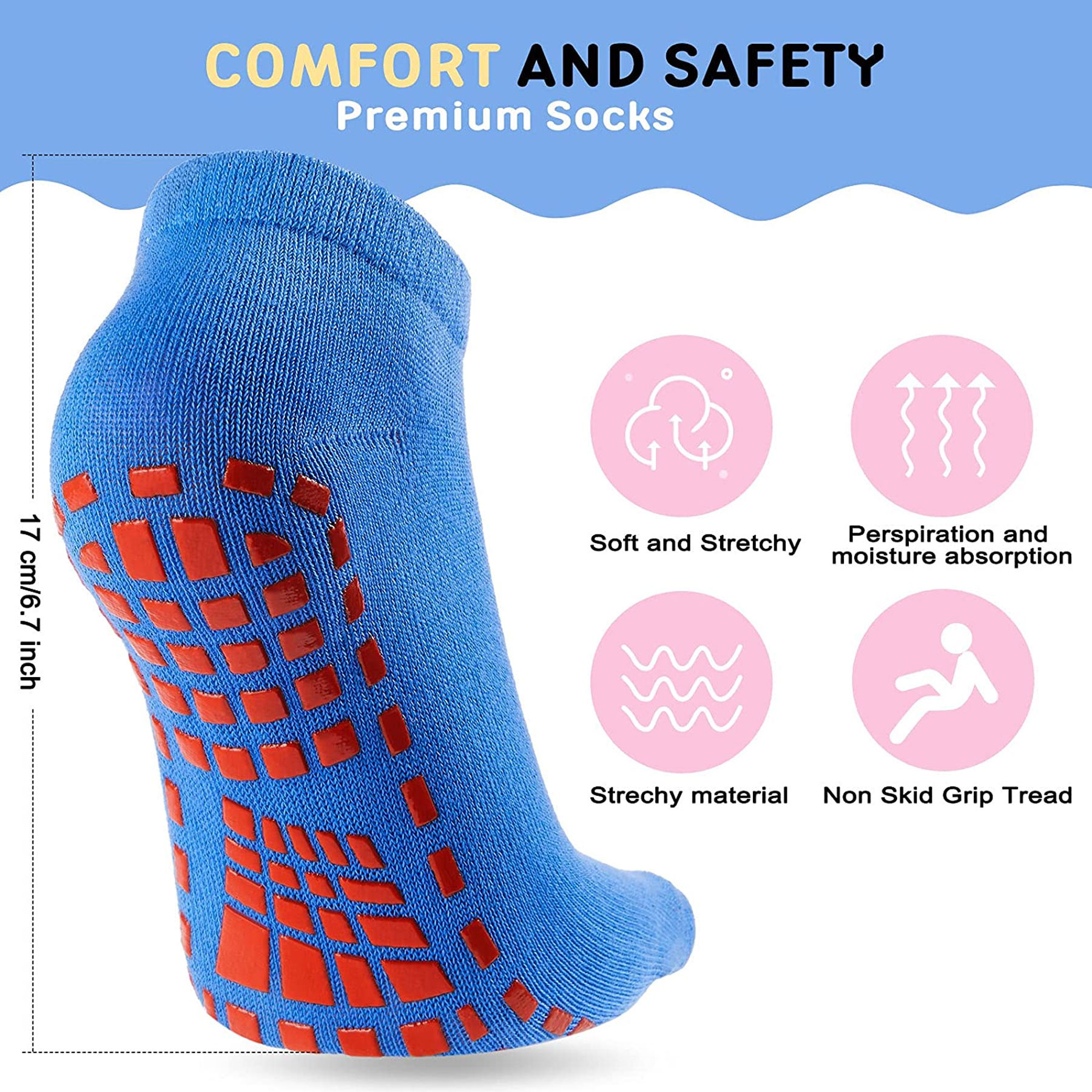 Redmond 1 Pair Anti Skid Floor Yoga Socks For Kids and Adults