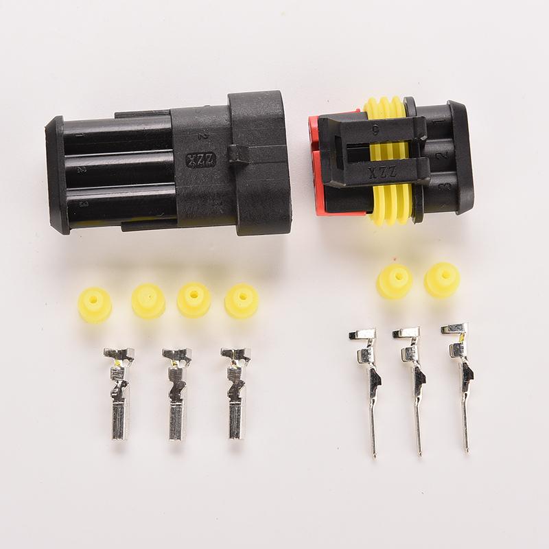 Zhantong 5 kits car 3 pin way sealed waterproof electrical wire auto connector plug set