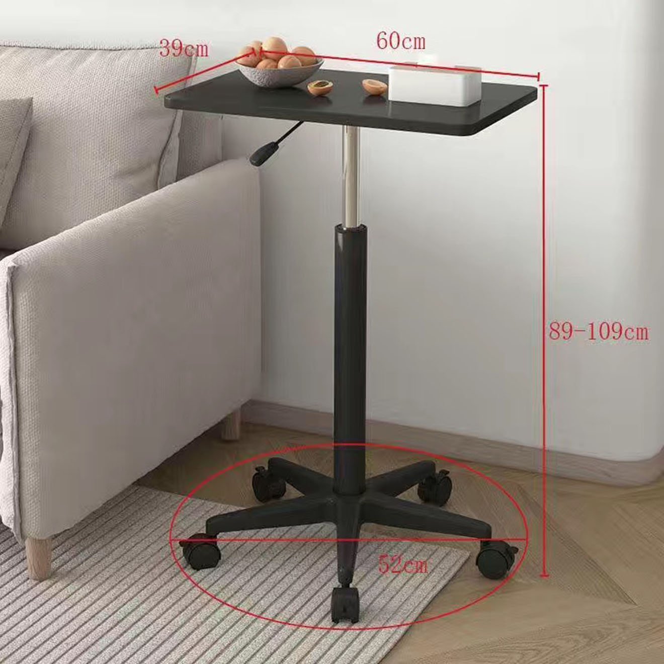 Standing Laptop Desk with Wheels Liftable Computer Table Height ...