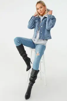 women's shearling denim jacket