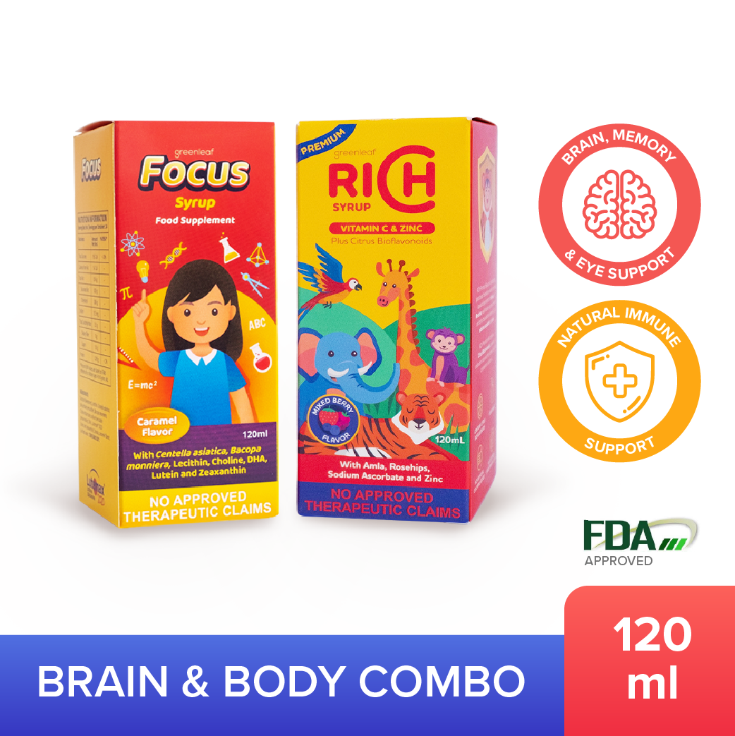 2 Pack - Focus And Rich Premium C Brain and Body Combo for Kids