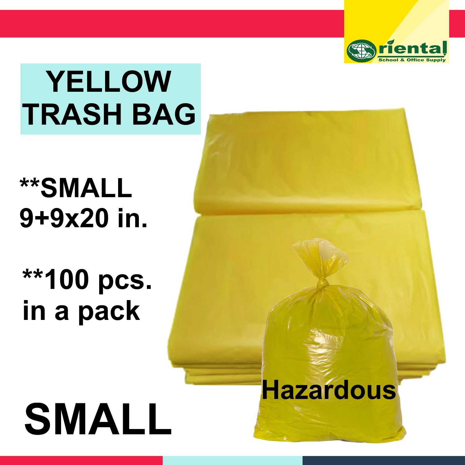 Small Yellow Trash bags - Hazardous Garbage Waste Trashbag 100pcs in a ...