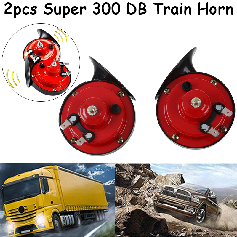 HD 2pcs Super 300 DB Train Horn Trucks Car Styling 12V Electric