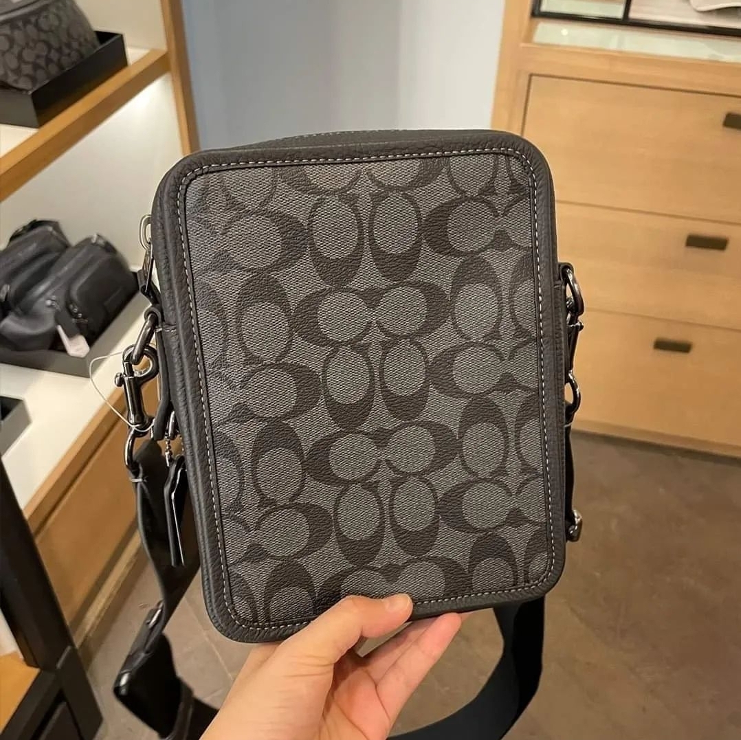 Coach CC009 Sullivan Zip Crossbody Bag in Charcoal Signature Coated