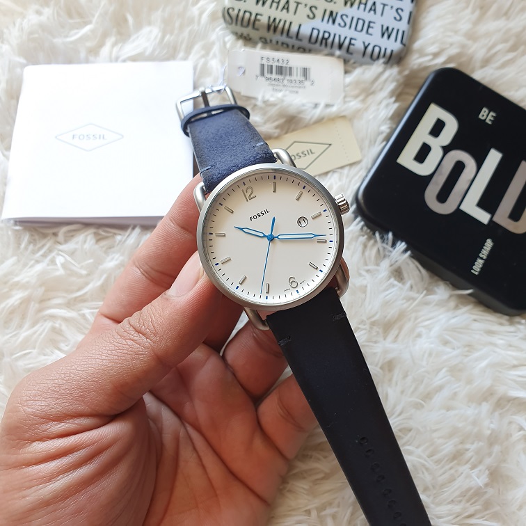Commuter 42mm White Dial Blue Leather 