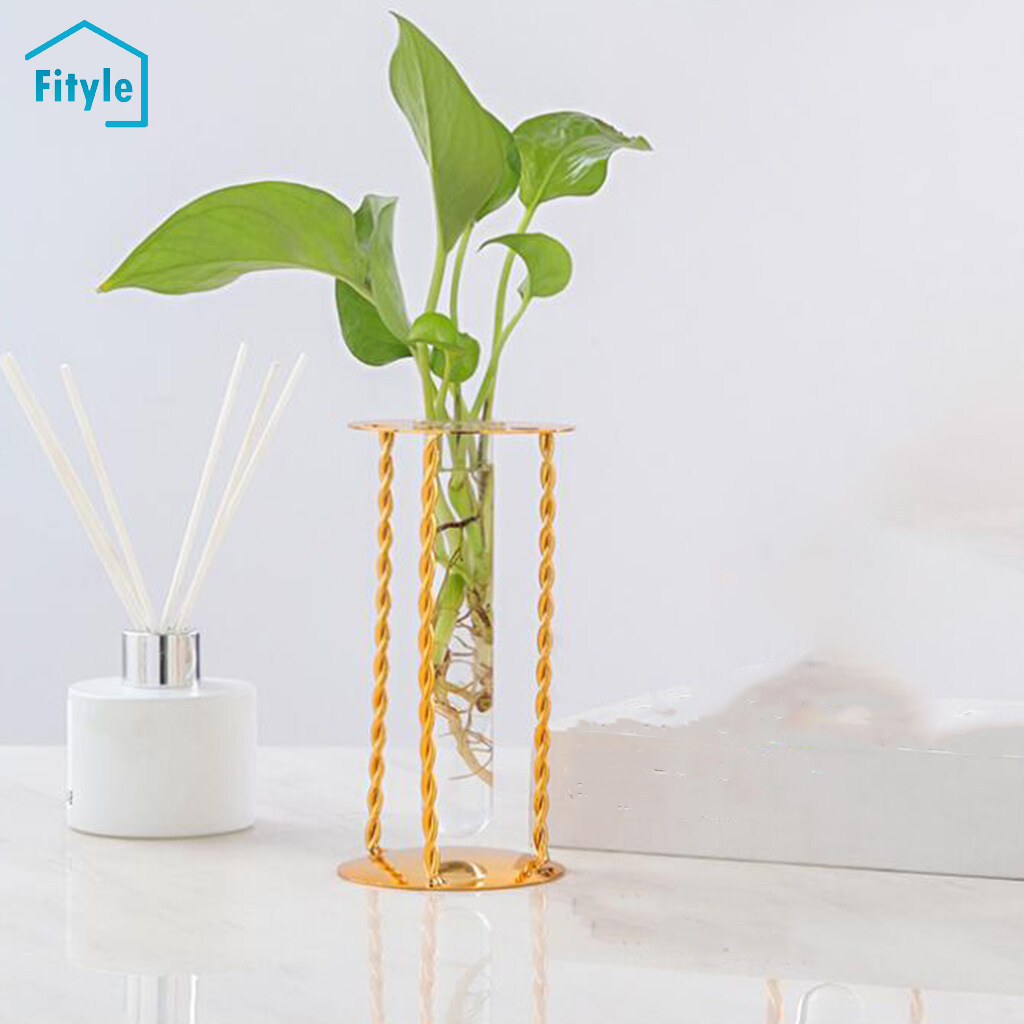 Fityle Nordic Flower Vase Plant Pot Plant Stand Glass 3D Geometric