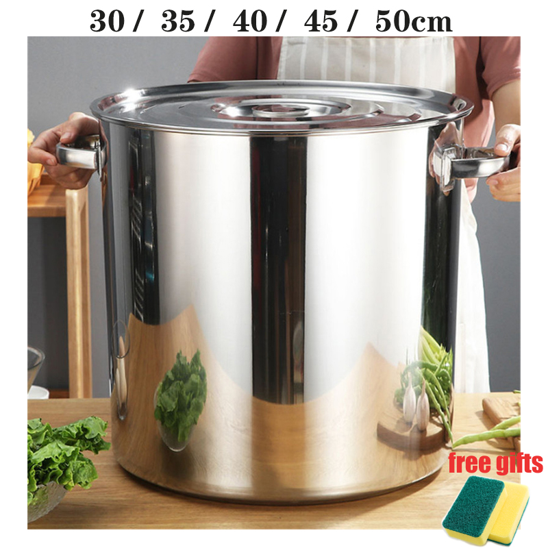 Soup Pot/Soup Bucket/hot Pot 201 Stainless Steel Composite Bottom  Commercial Big Soup Pot Braised Cooking Bucket (Size : 40cm) (30cm)