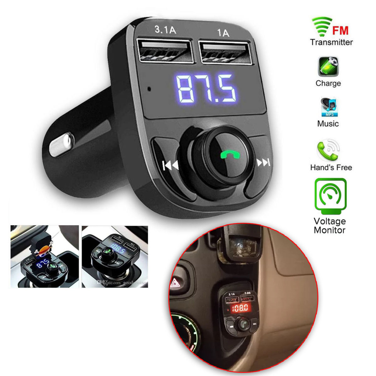 Car X8 Bluetooth Car MP3 Player & FM Transmitter.