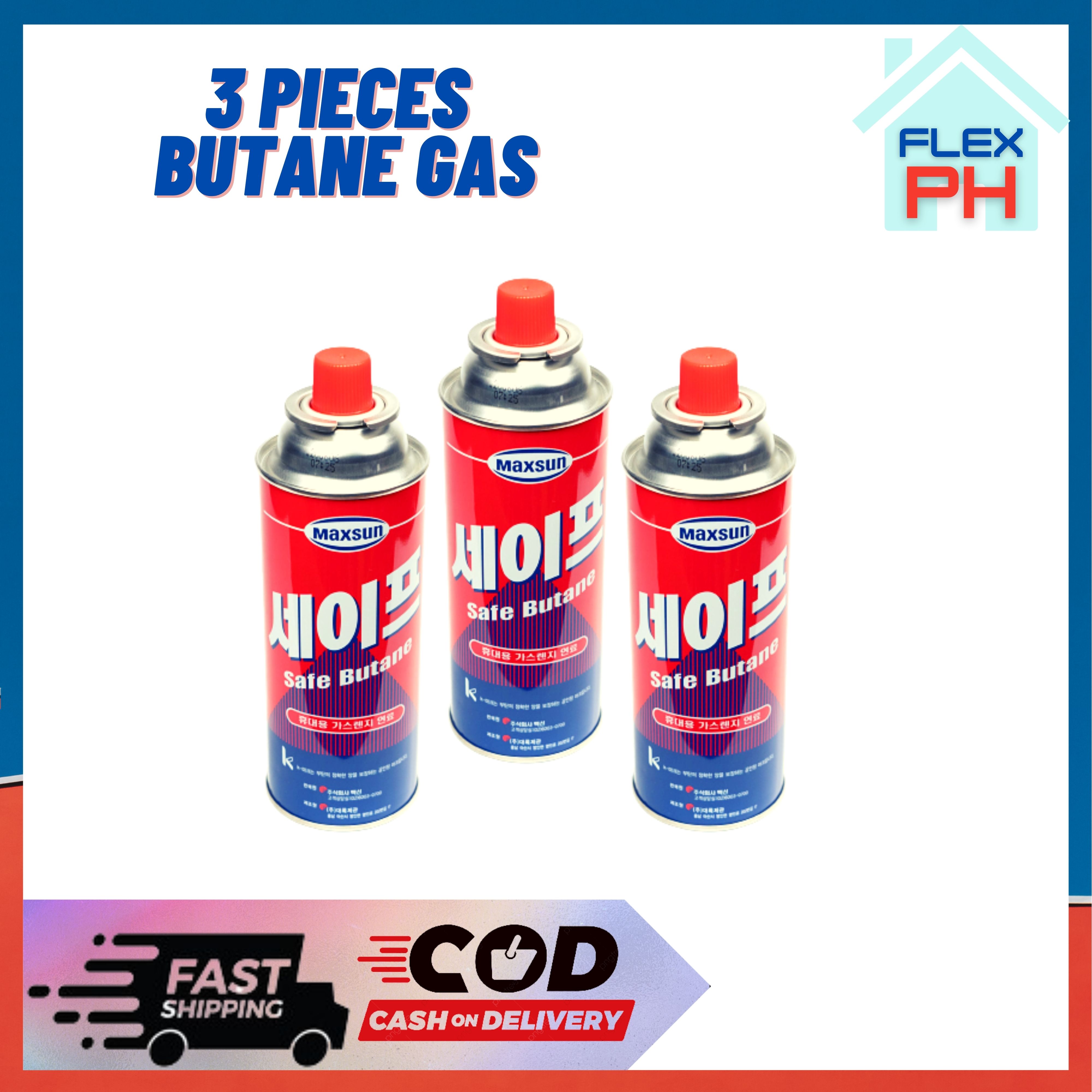 FLEX. 3 PIECES Butane Gas for Portable Gas Stove Samgy or Outdoor