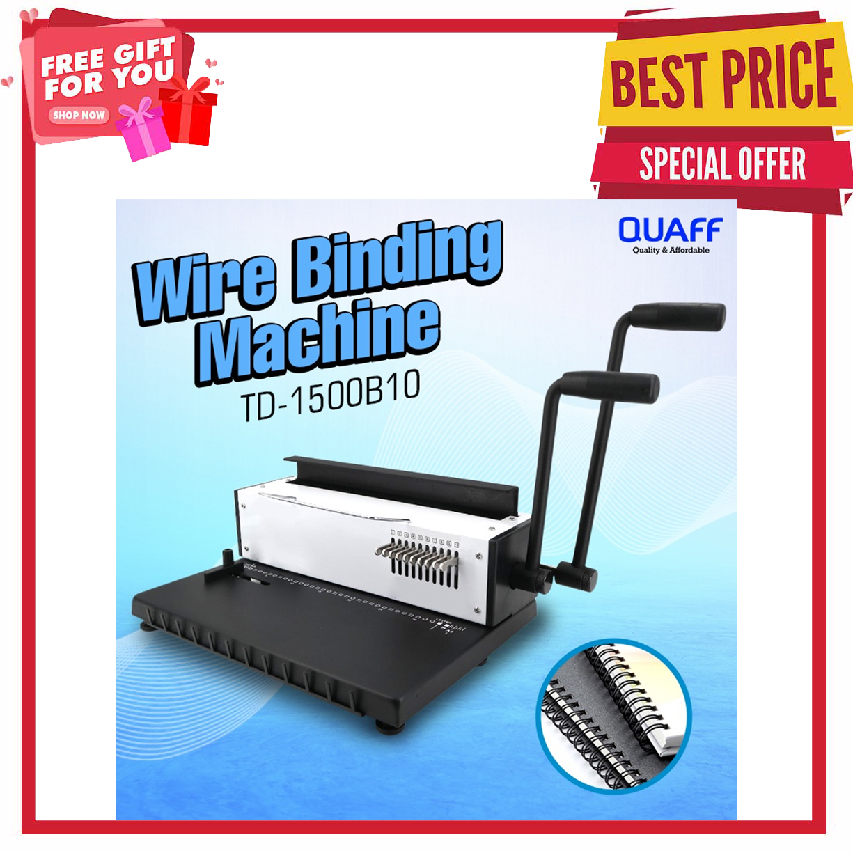 QUAFF BLACK Wire Binding Machine A4 (TD 1500B10) Lazada PH