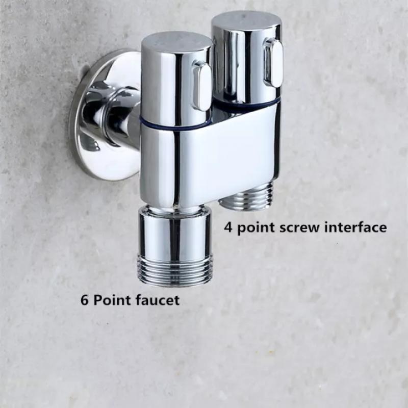 QUITE G1/2 Multi-function Faucet Angle Valve Zinc Alloy 2 Way One Into ...