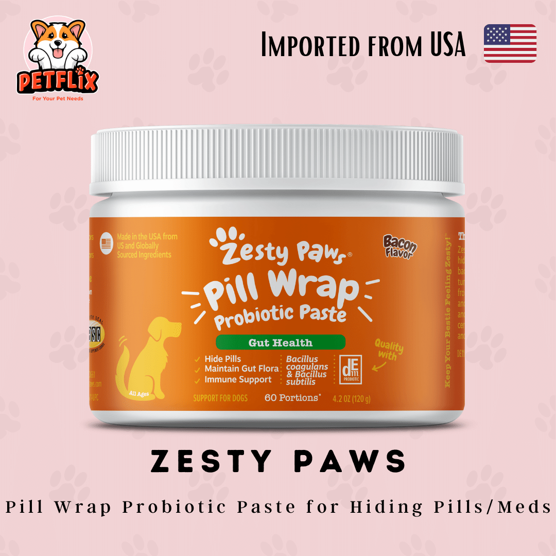 Zesty Paws Pill Wrap Probiotic Paste for Dogs Bacon Flavor With DE111