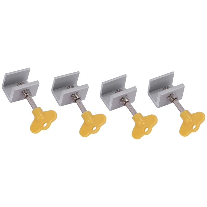 4 Sets Adjustable Sliding Window Locks Stop Aluminum + plastic Door