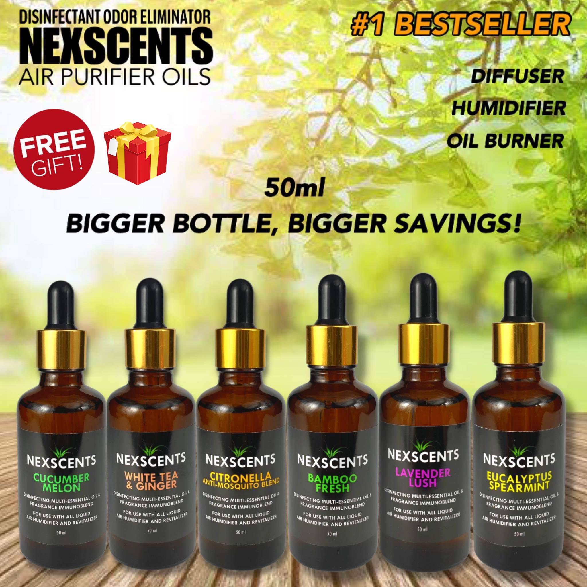 NEXSCENTS 50ml Essential Oil / Air Purifier Oil / Humidifier Oil / Aroma Diffuser Oil All