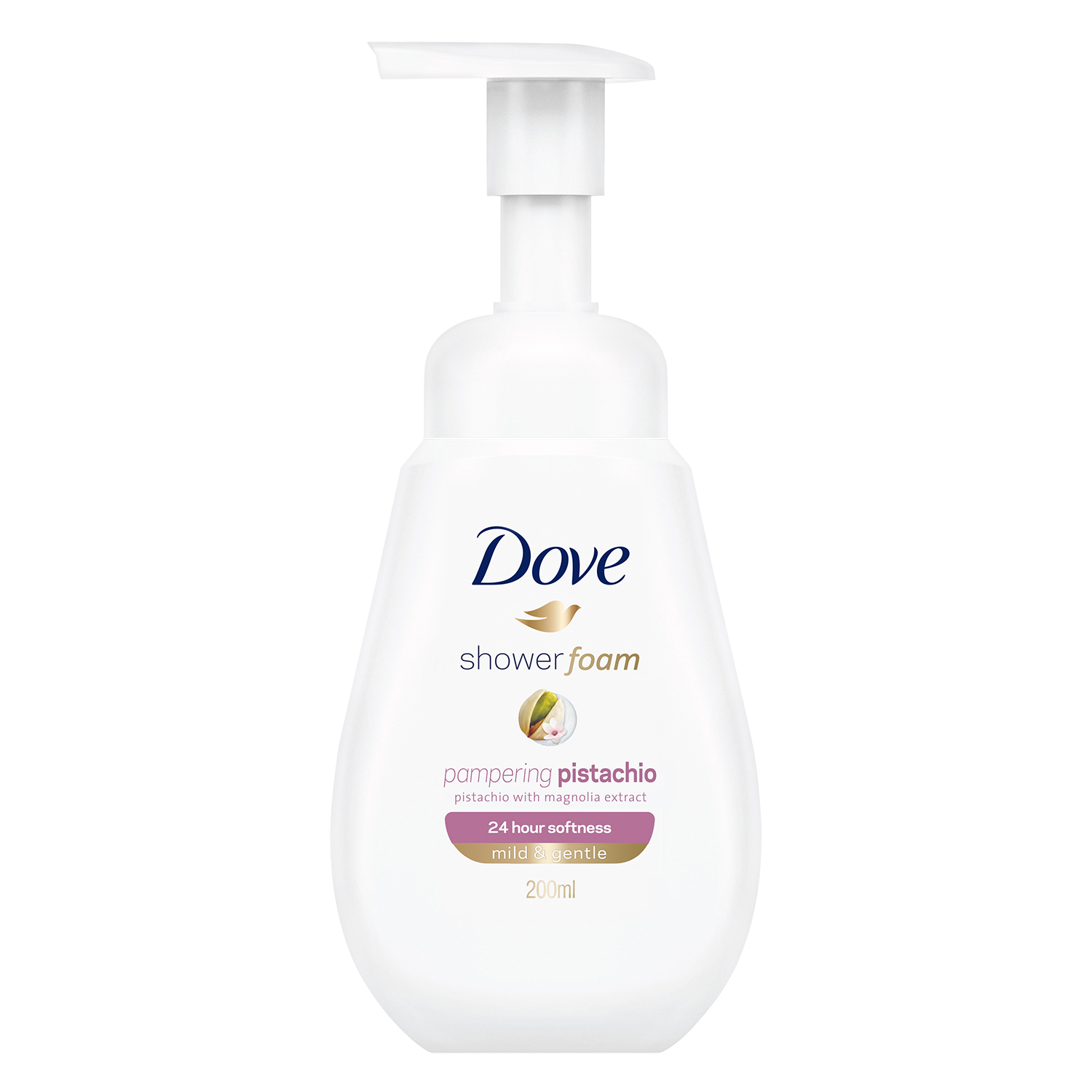 Dove Shower Foam Pampering Pistachio 200mL 24 HR Softness Made in UK