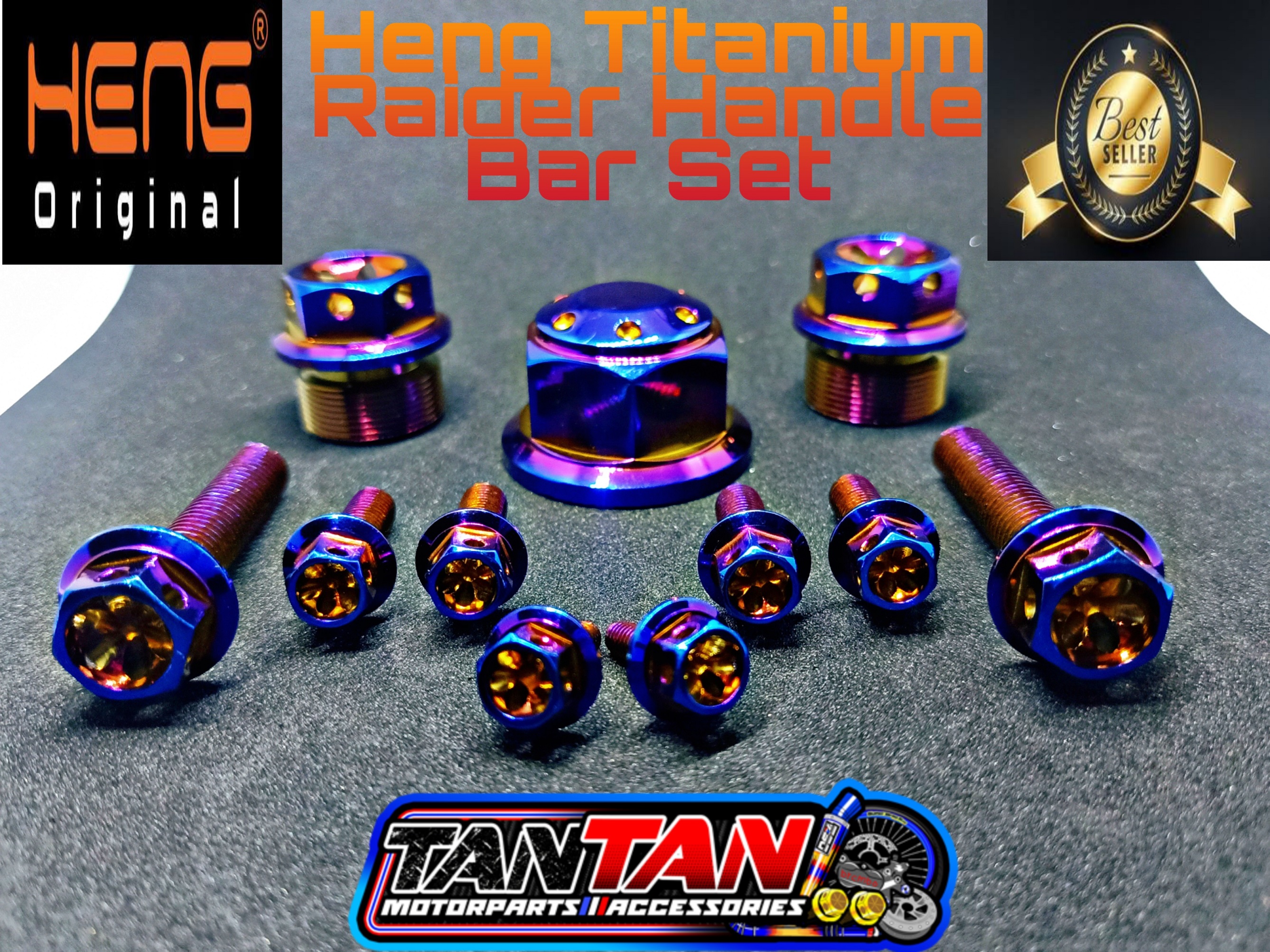 HENG HANDLE BAR TITANIUM BOLTS SET FOR RAIDER 150 (ORIGINAL THAILAND ...