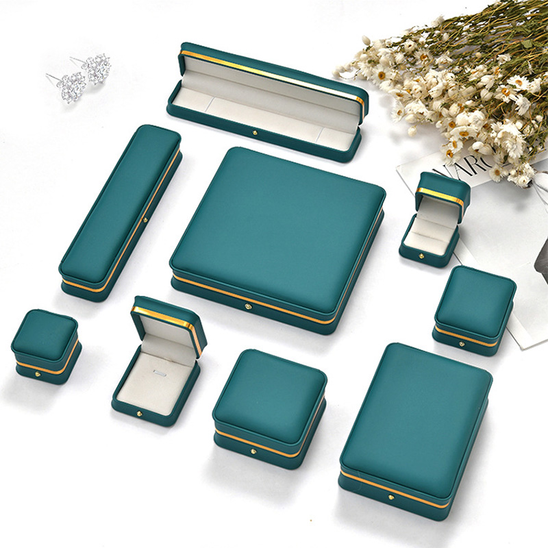 High-end gold-rimmed leather jewelry box, gift box, ring pendant, bracelet, necklace, pearl box, set box