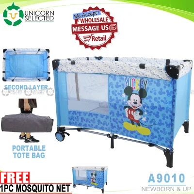 Unicorn Selected A100 Baby Crib Nursery Playpen Portable and Foldable Play Yard with Cartoon Character