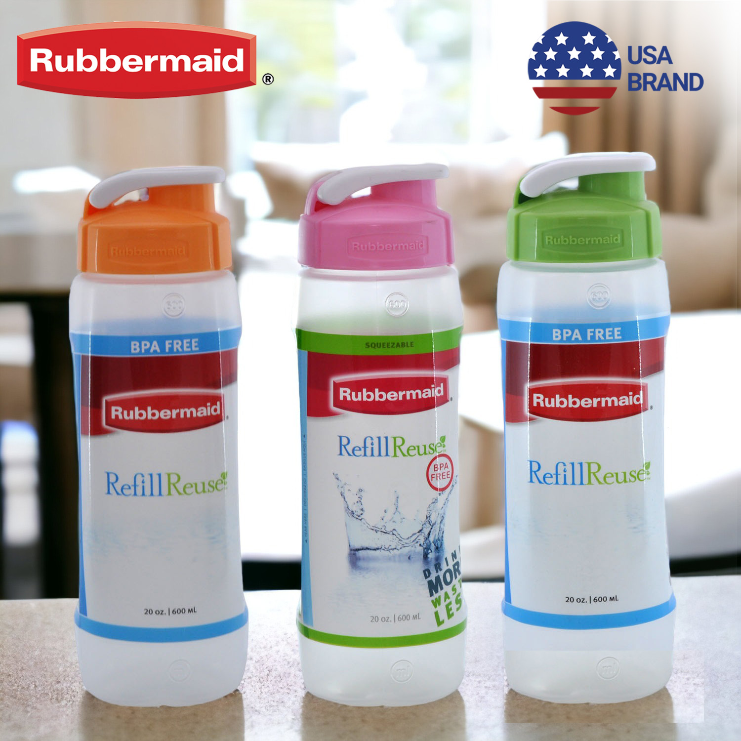 Rubbermaid Refill Reuse 20 Ounce Chug Bottle 1 Assorted Bottles