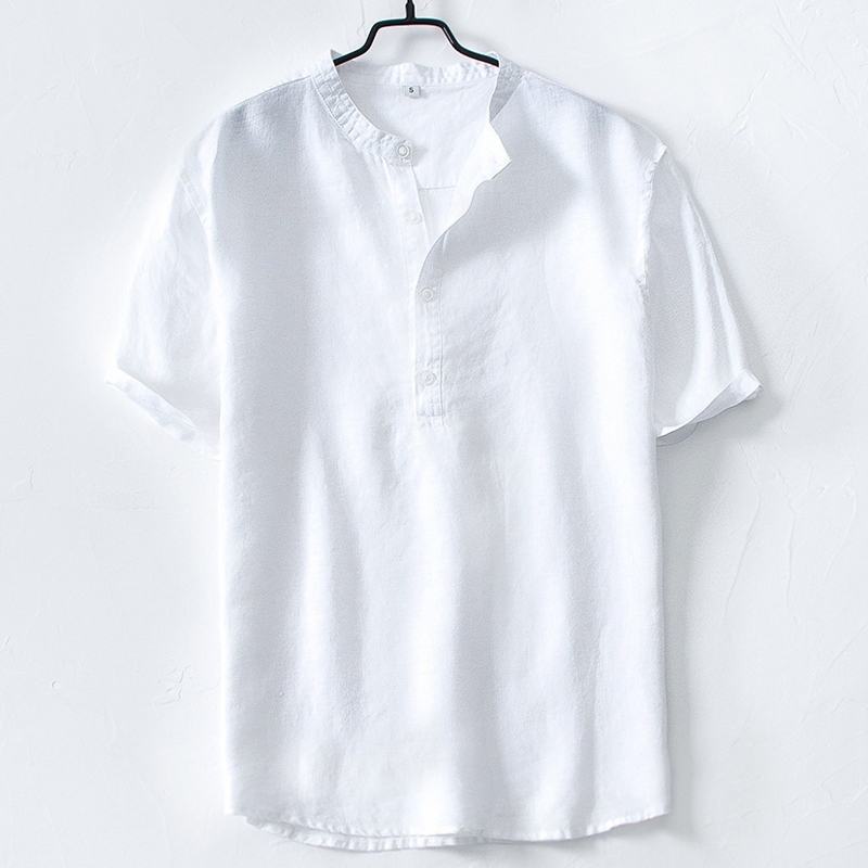 Chinese collar men's short-sleeved cotton shirt polo shirt for huilishi ...