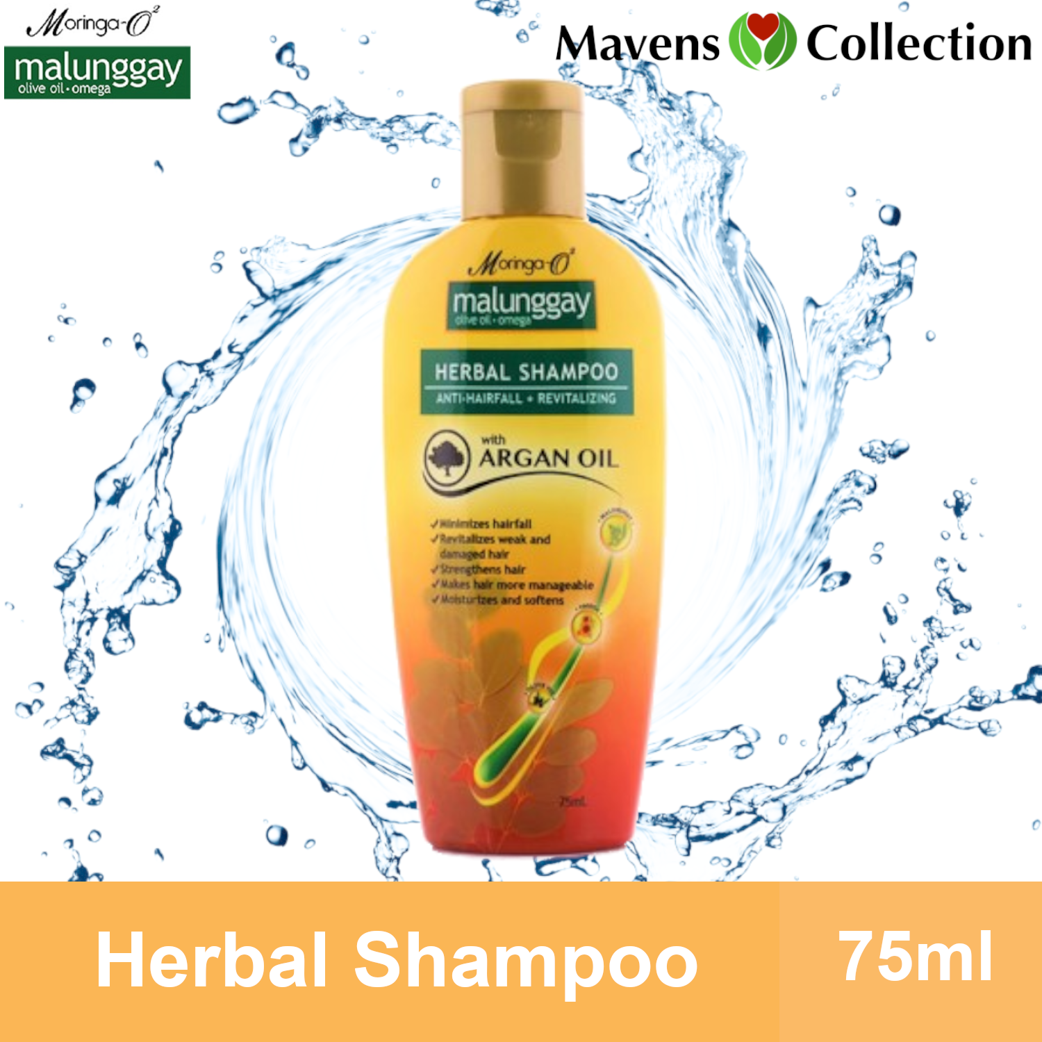 Moringa-O2 Malunggay 75ml Herbal Shampoo Anti-Hairfall + Revitalizing ...