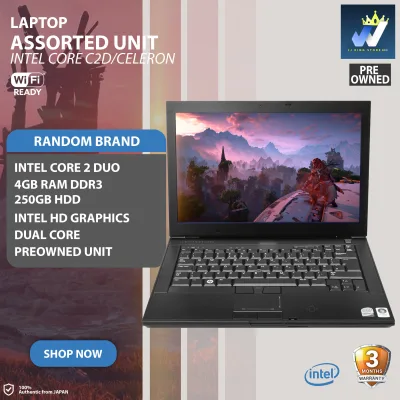 LAPTOP ( Assorted Brand, Intel Core 2 Duo, Dual Core, 4GB Ram DDR3, 250GB HDD, Intel HD Graphics ) New Stock