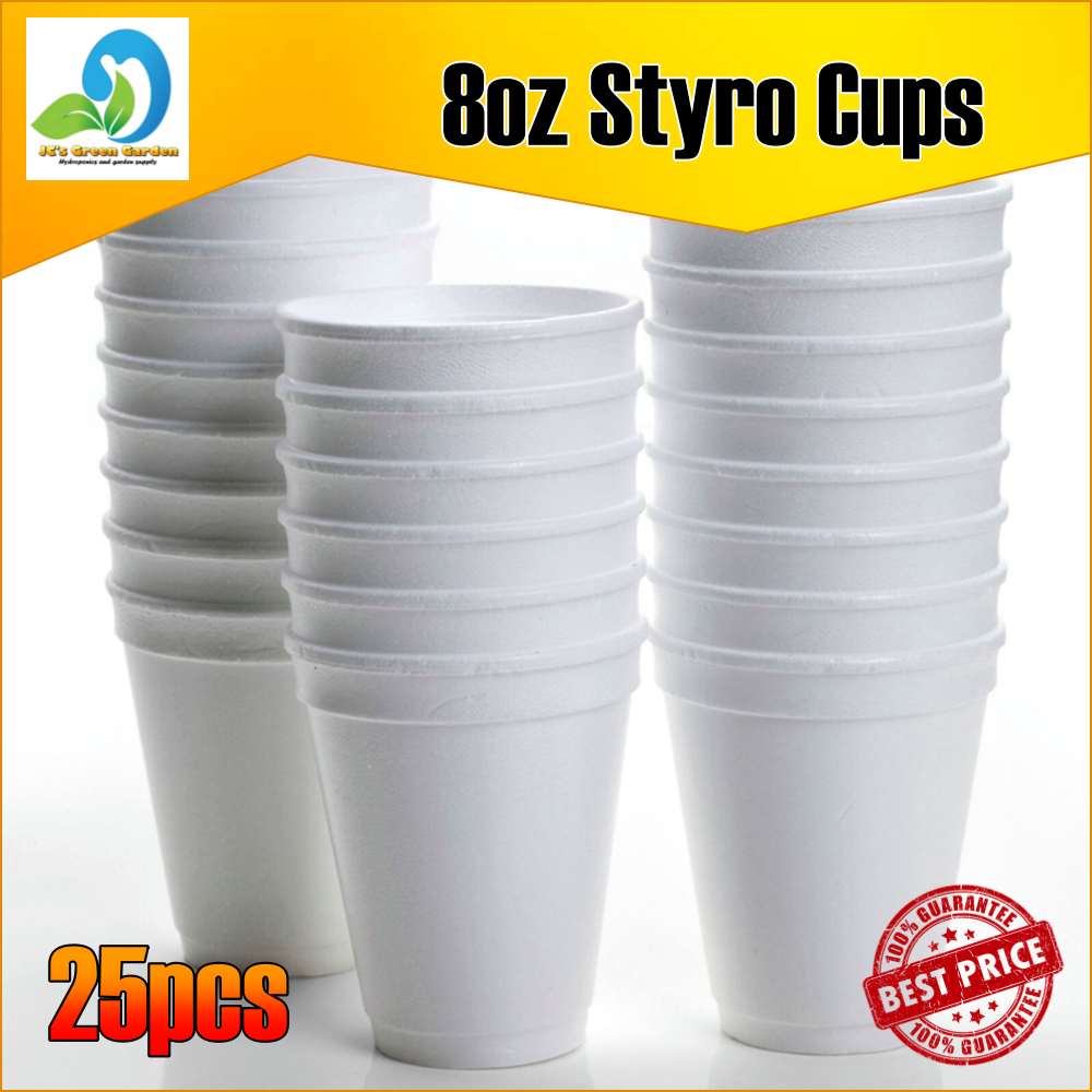 25pcs 8oz Styro Cups with neck (NO HOLES/SLIT) for Hydroponics