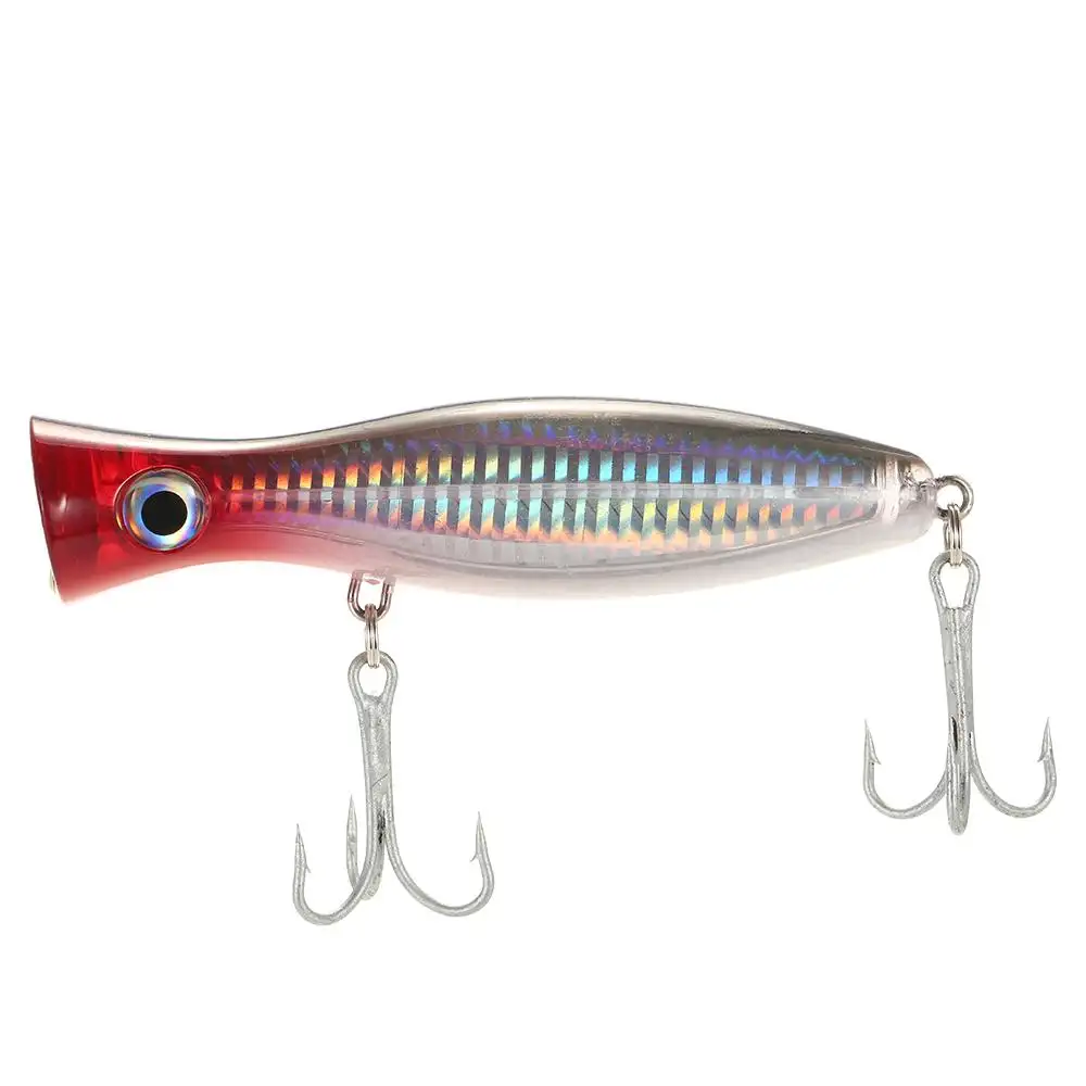 12cm / 45g Large Popper Lure Artificial Seal Lure 3D Eyes Hard Popper Fishing Lure with Hooks and Ring for Saltwater Freshwater