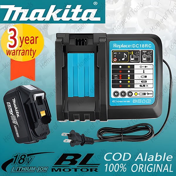 Makita 18V Battery 6000mAh Rechargeable Power Tools Battery with LED Li-ion  Replacement LXT BL1860B BL1860 BL1850+3A Charger
