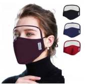 Face Mask PM2.5 Washable Mouth Mask Cotton Cloth 2in1 Protective Mask with Eye Shield Face mask shield