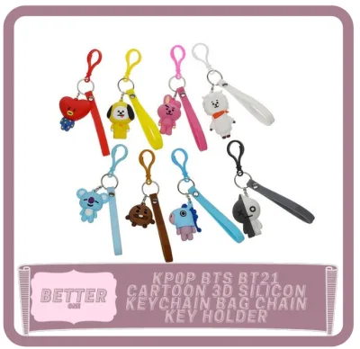 Better One KP0P BTS BT21 Cartoon 3D Silicon Keychain Bag Chain Key Holder