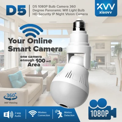 Xiaovv V380 D5 1080P MVR6320S-D5 Bulb Camera 360 Degree Panoramic Wifi Light Bulb HD Security IP Night Vision Camera