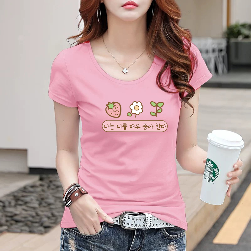 All-match T-shirt female Korean version loose summer new ins tide printing  female student short-sleeved college wind top | Lazada PH