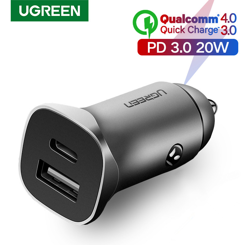 UGREEN Dual Port Quick Car Charger for iphone 12 pro max QC 4.0 IOS