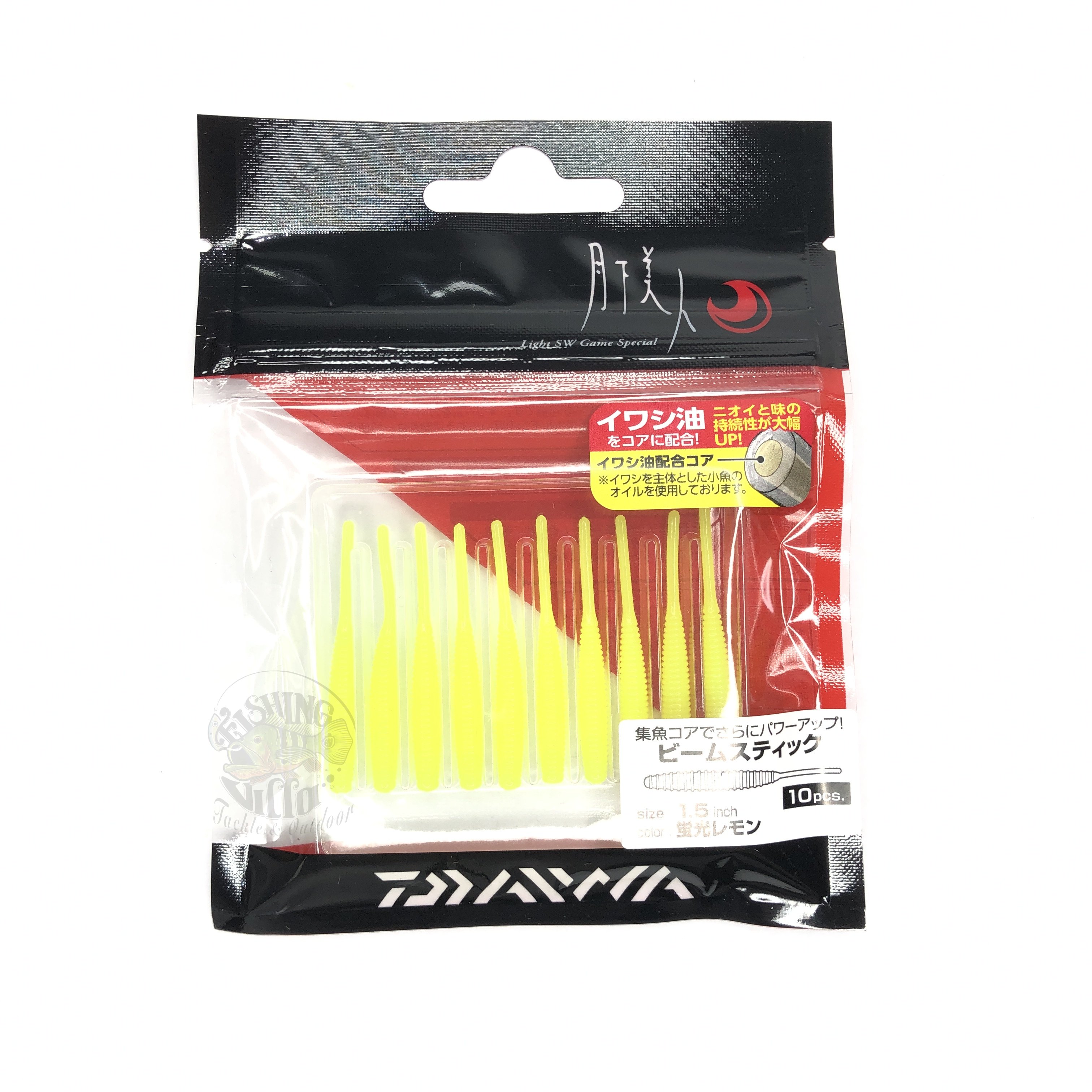 Daiwa Gekkabijin Beam Stick Lures - Sardine Oil Scented Worms For Rockfish & Mackerel (1.5" / 2.2")