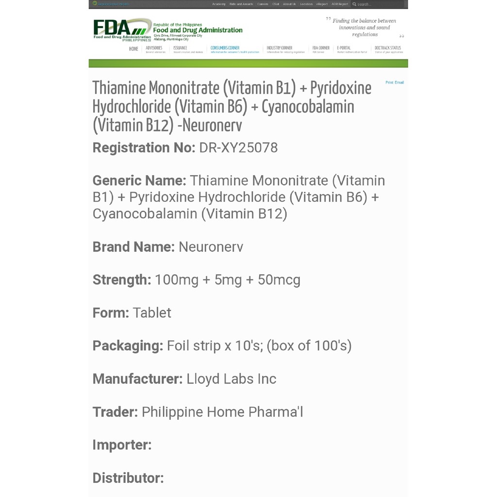 Neuronerv Vitamin B Complex ( B1 B6 B12 ) 100 Tablets Lazada PH