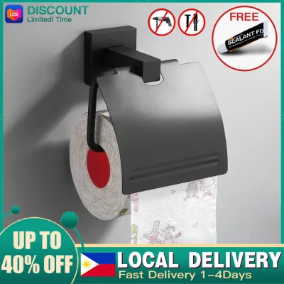Toilet Paper Rack, black Punch-free aluminum toilet paper holder, splash-proof toilet paper holder, wall-mounted toilet paper roll holder. Local delivery