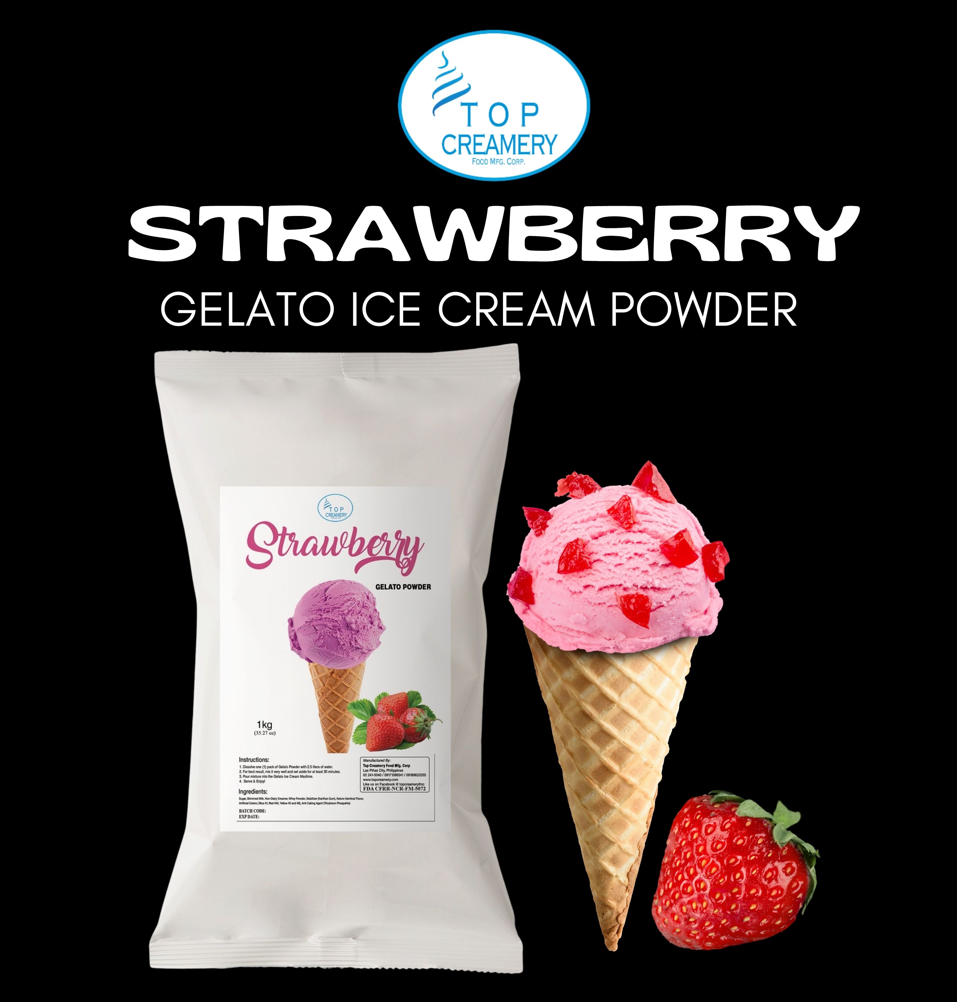 TopCreamery Strawberry Gelato Powder 1kg Lazada PH